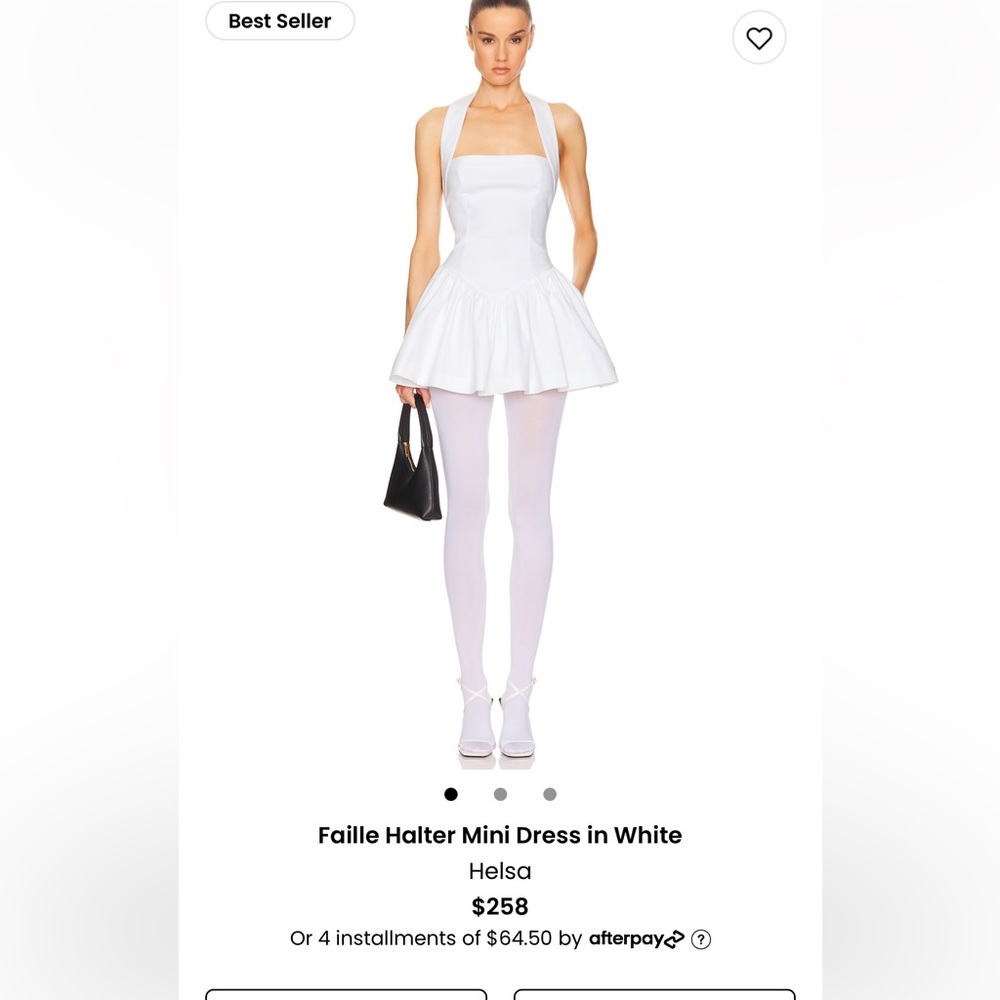 Helsa White Faille Halter Mini Dress
